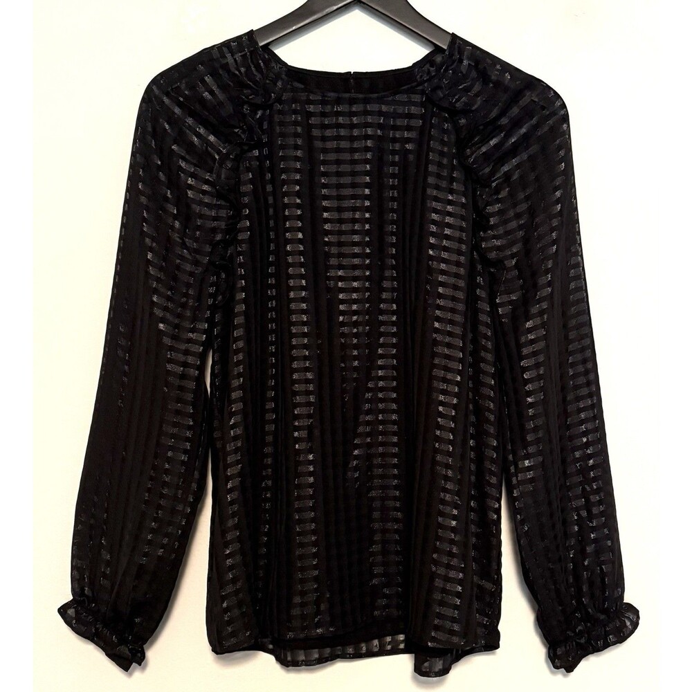 Calvin Klein Tunic Bouse Sz S Black Minimalist Boho Career Romantic